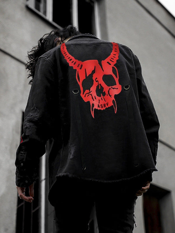 Cazadora Vaquera de Hombre con Calavera Estilo Urbano
