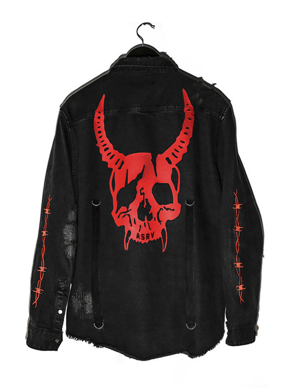 Cazadora Vaquera de Hombre con Calavera Estilo Urbano